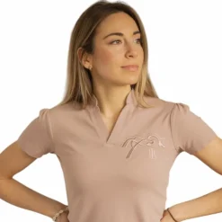Pénélope - Polo manches courtes femme Josie / rose Beige Clearance