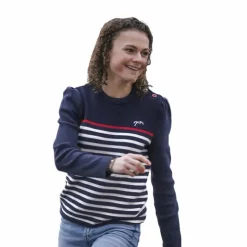 Pénélope - Pull manches longues femme Maelle / écru / rouge Marine New