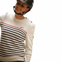 Pénélope - Pull manches longues femme Maelle écru / marine / rouge Beige Online