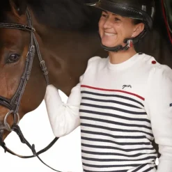 Pénélope - Pull manches longues femme Maelle écru / marine / rouge Beige Online