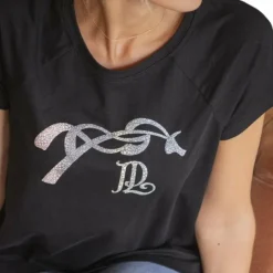 Pénélope - T-shirt manches courtes femme Funky Noir Hot