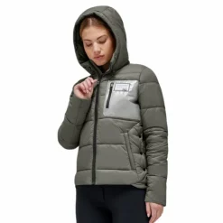 RG Italy - Doudoune manches longues femme Hooded Puffer kaki Vert Outlet