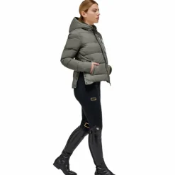 RG Italy - Doudoune manches longues femme Hooded Puffer kaki Vert Outlet