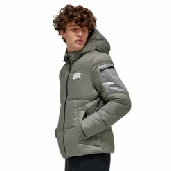 Outlet RG Italy - Doudoune manches longues homme Hooded Puffer kaki Vert