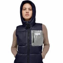 Hot RG Italy - Doudoune sans manches femme Hooded Puffer Marine