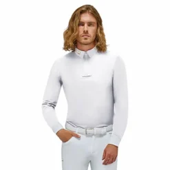 RG Italy - Polo de concours manches longues homme Competition Zip Blanc Hot