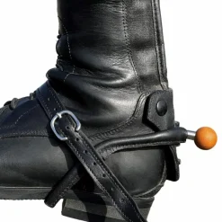 TdeT - Éperons en cuir avec embout en sphère bois homme Noir