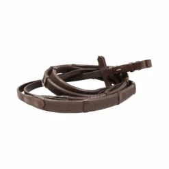 TdeT - Rênes caoutchouc arrétoirs petits picots havane foncé Best