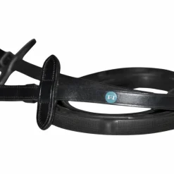 TdeT - Rênes en caoutchouc micro-picots avec arrêtoirs intégrés Noir Best