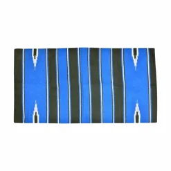 Westride - Tapis navajo coton/ acrylique noir/ Bleu Clearance